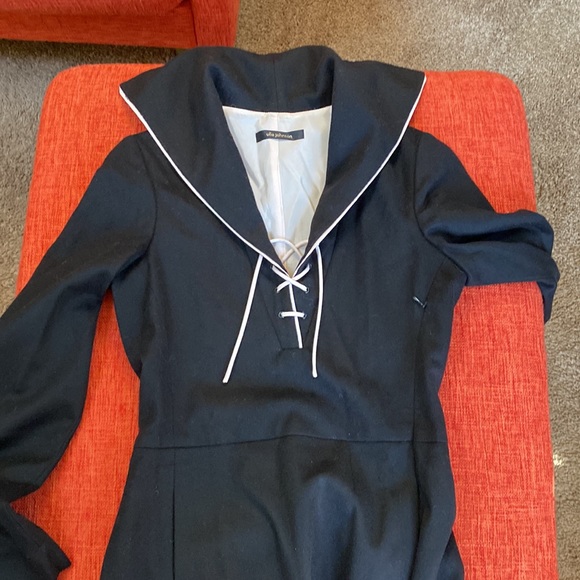 ULLA JOHNSON Black Wool Cashmere Sailor Nautical Dress - Picture 6 of 9